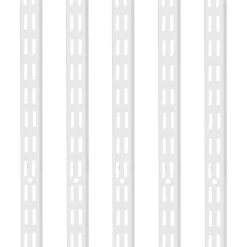 VEVOR Shelf Pilaster, 60-inch 5 Pack, Dual Track Upright Wall Shelving System, Heavy Duty Support System Twin Slot Shelf Rails, 25 Screws, Suitable for Cabinet Closet Organization Storage, Silver