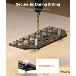 VEVOR Shelf Pin Jig and Hinge Jig Two-in-One, Aluminum Alloy Cabinet Hardware Hole Drilling Template with 1/4