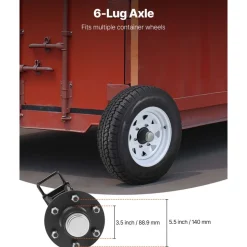 VEVOR Shipping Container Wheels 6-Lug Wheels Kit, Heavy Duty Shipping Container Axle with Ratchet Tie Down-Moves 20 ft - 40 ft, Secure Transport for Dock, Warehouse, Construction Site, Black