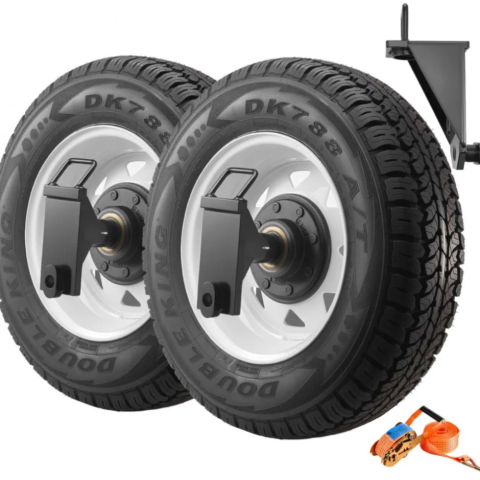 VEVOR Shipping Container Wheels 8-Lug Wheels Kit, Heavy Duty Shipping Container Accessories with Ratchet Tie Down-Moves 20 ft - 40 ft, Secure Transport for Dock, Warehouse, Construction Site, Black