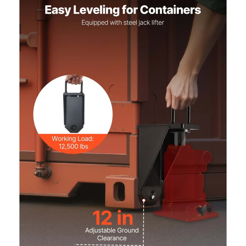 VEVOR Shipping Container Wheels 8-Lug Wheels Kit, Heavy Duty Shipping Container Accessories with Ratchet Tie Down-Moves 20 ft - 40 ft, Secure Transport for Dock, Warehouse, Construction Site, Black