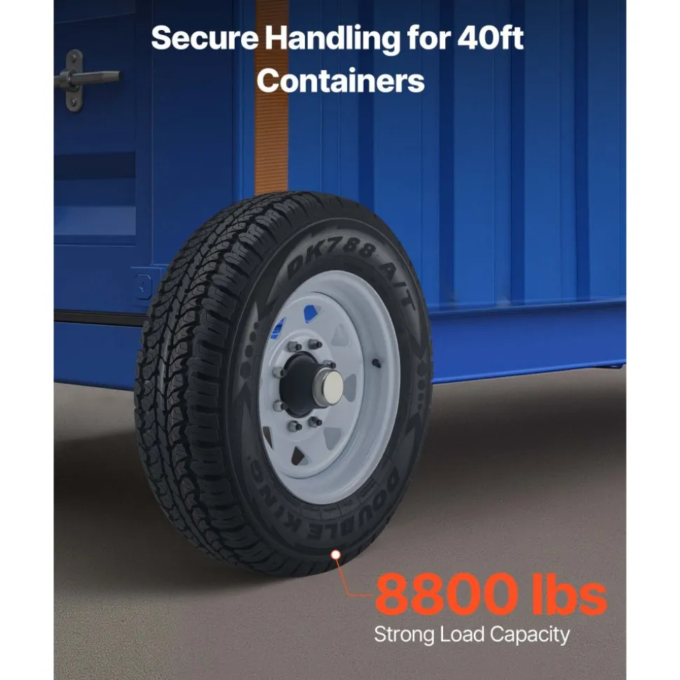 VEVOR Shipping Container Wheels 8-Lug Wheels Kit, Heavy Duty Shipping Container Accessories with Ratchet Tie Down-Moves 20 ft - 40 ft, Secure Transport for Dock, Warehouse, Construction Site, Black