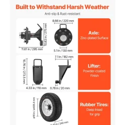 VEVOR Shipping Container Wheels 8-Lug Wheels Kit, Heavy Duty Shipping Container Accessories with Ratchet Tie Down-Moves 20 ft - 40 ft, Secure Transport for Dock, Warehouse, Construction Site, Black