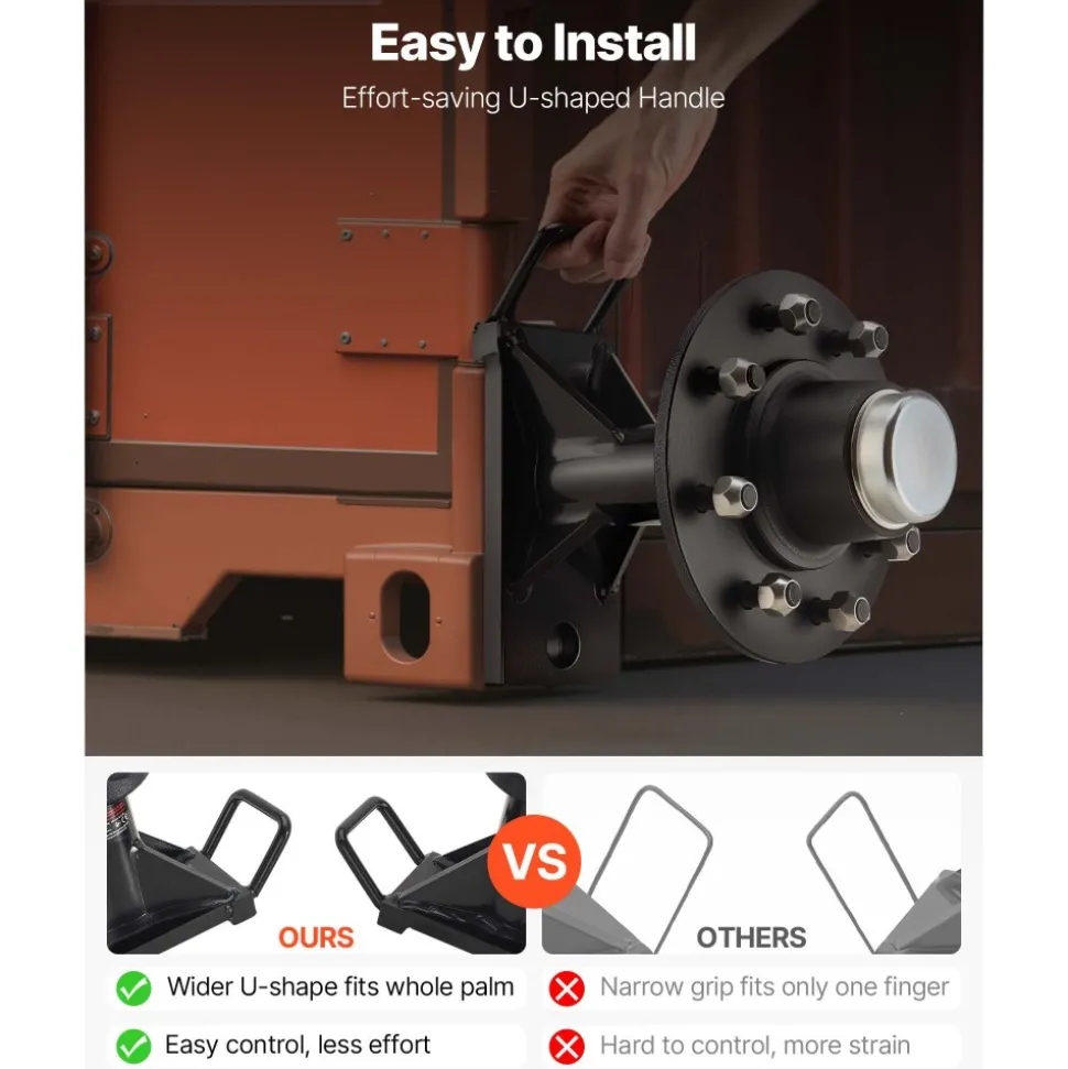 VEVOR Shipping Container Wheels 8-Lug Wheels Kit, Heavy Duty Shipping Container Axle with Ratchet Tie Down-Moves 20 ft - 40 ft, Secure Transport for Dock, Warehouse, Construction Site, Black