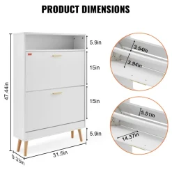 VEVOR Shoe Cabinet with 2 Flip Drawers, Shoe Storage Cabinet for Entryway, Free Standing Shoe Storage Organizer with Top Storage Cubby for Heels, Boots, Slippers in Hallway, Living Room