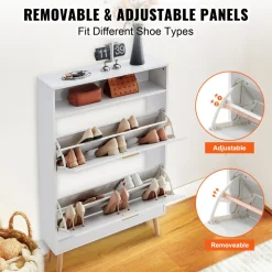 VEVOR Shoe Cabinet with 2 Flip Drawers, Shoe Storage Cabinet for Entryway, Free Standing Shoe Storage Organizer with Top Storage Cubby for Heels, Boots, Slippers in Hallway, Living Room