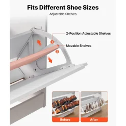 VEVOR Shoe Cabinet with 3 Flip Drawers, Modern Shoes Storage Cabinet with Anti-Tipping Device, Freestanding Shoe Rack Organizer, Ideal for Entryway, Hallway, Bedroom, Living Room, Closet, White