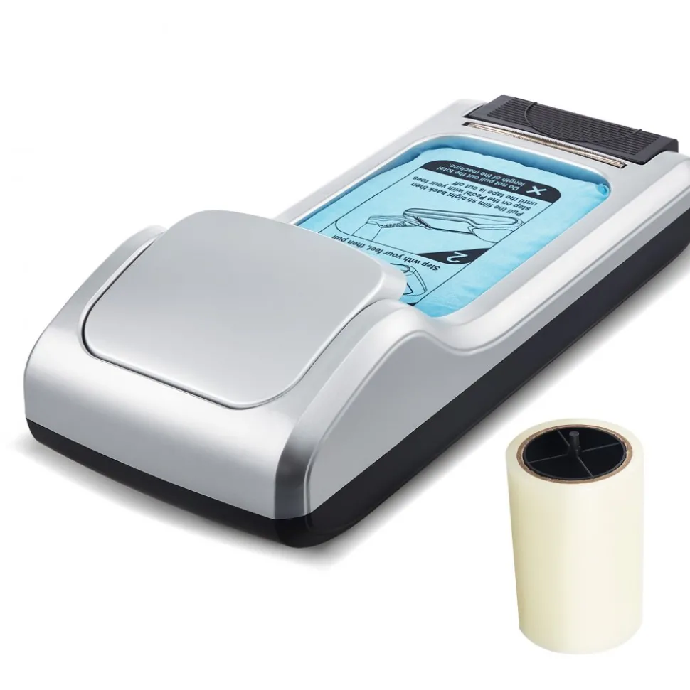 VEVOR Shoe Cover Dispenser, Automatic Shoe Film Machine with 1 Roll (600 Pcs) of Non-Slip Disposable Sole Membrane, Fits Size Up to US 11, for Home, Office, Lab, Factory, Hospital, Indoor Use, Silver