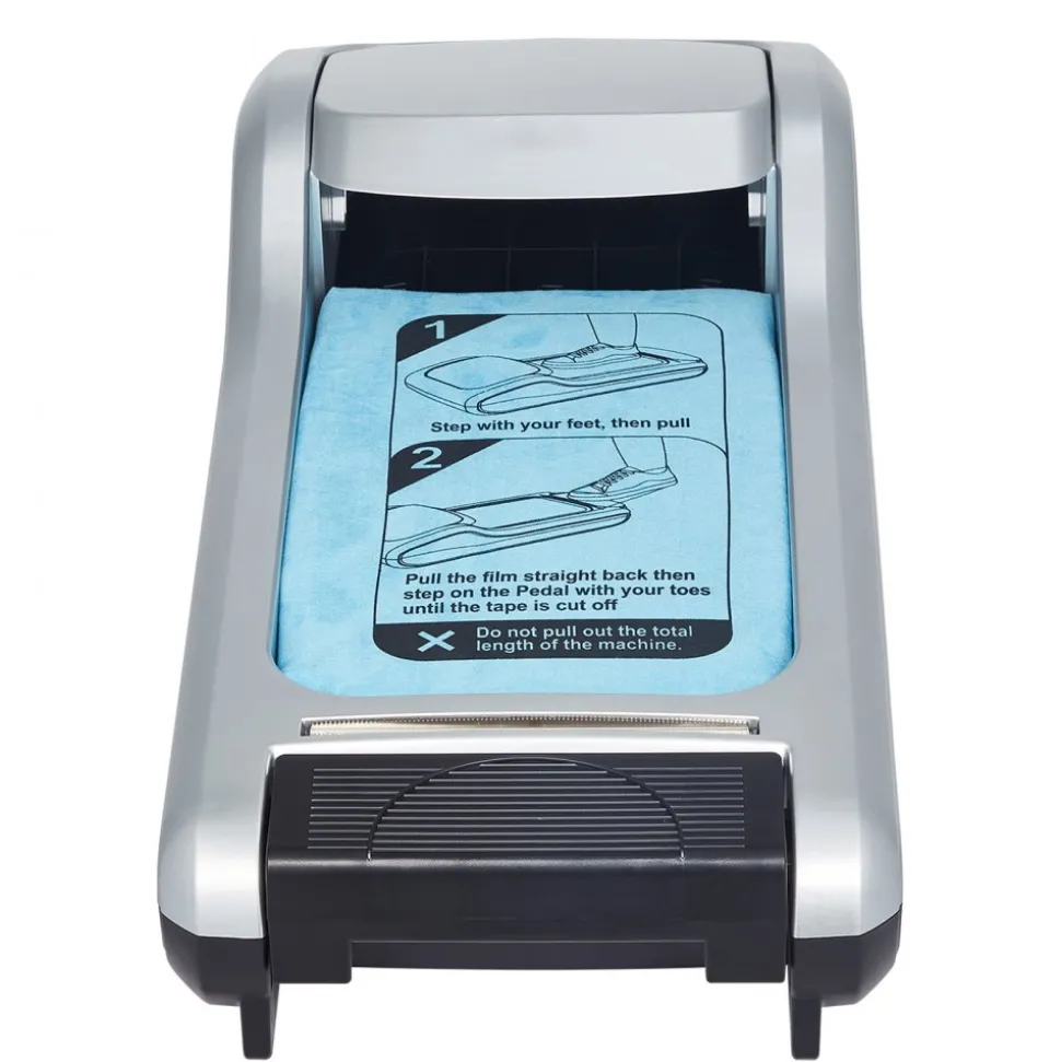 VEVOR Shoe Cover Dispenser, Automatic Shoe Film Machine with 1 Roll (600 Pcs) of Non-Slip Disposable Sole Membrane, Fits Size Up to US 11, for Home, Office, Lab, Factory, Hospital, Indoor Use, Silver