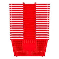 VEVOR Shopping Baskets, 12 PCS, 22L Stackable Metal Grocery Baskets with Handles, Dense Mesh Structure, Holds up to 44 lbs, Portable for Grocery, Retail, Stores, Supermarket, Bookstore, Home Use, Red