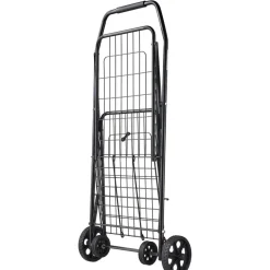 VEVOR Shopping Cart, Folding Grocery Utility Cart with Swivel Wheels, 90 LBS Large Load Capacity, Heavy Duty Rolling Laundry Basket Butler for Laundry, Shopping, Camping, Grocery, Luggage, Black