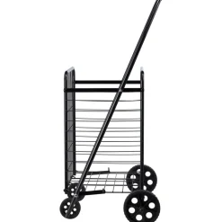 VEVOR Shopping Cart, Folding Grocery Utility Cart with Swivel Wheels, 90 LBS Large Load Capacity, Heavy Duty Rolling Laundry Basket Butler for Laundry, Shopping, Camping, Grocery, Luggage, Black