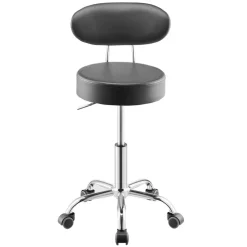 VEVOR Shop Stool with Backrest, Pneumatic Garage Seat/Work Stool with Wheels, 300 lbs Load, Adjustable Roller Creeper Seat, 360° Swivel Padded Workshop Stool, for Garage, Shop & Auto Repair, Black