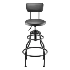 VEVOR Shop Stool with Backrest, Pneumatic Garage Seat/Work Stool with 300 lbs Capacity, Adjustable Height Roller Creeper Seat, 360° Swivel Padded Workshop Stool, for Garage, Shop & Auto Repair, Black