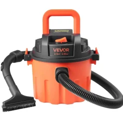 VEVOR Shop Vac, 2.6 Gallon Dry Shop Vacuum, 2.5 Peak HP Portable with 800W Input Power, Various Nozzles, 1.25in Diameter x 4ft Hose, 9.2ft Cord for Home, Garage, Jobsite, Workshop, Black Orange
