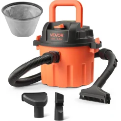 VEVOR Shop Vac, 2.6 Gallon Dry Shop Vacuum, 2.5 Peak HP Portable with 800W Input Power, Various Nozzles, 1.25in Diameter x 4ft Hose, 9.2ft Cord for Home, Garage, Jobsite, Workshop, Black Orange
