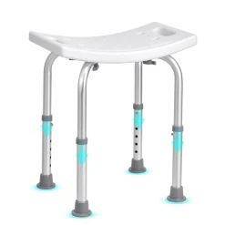 VEVOR Shower Chair, Adjustable Height Shower Stool with Built-in Handles, Shower Seat for Inside Shower or Tub, Non-Slip Bench Bathtub Stool Seat for Elderly Disabled Handicap, 158.8 kg Capacity
