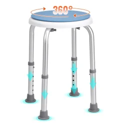 VEVOR Shower Chair for Inside Shower, 360 Degree Swivel Shower Seat, Adjustable Height Shower Stool, Non-Slip Bench Bathtub Seat Stool for Elderly Disabled Adults Handicap, 300 lbs Capacity