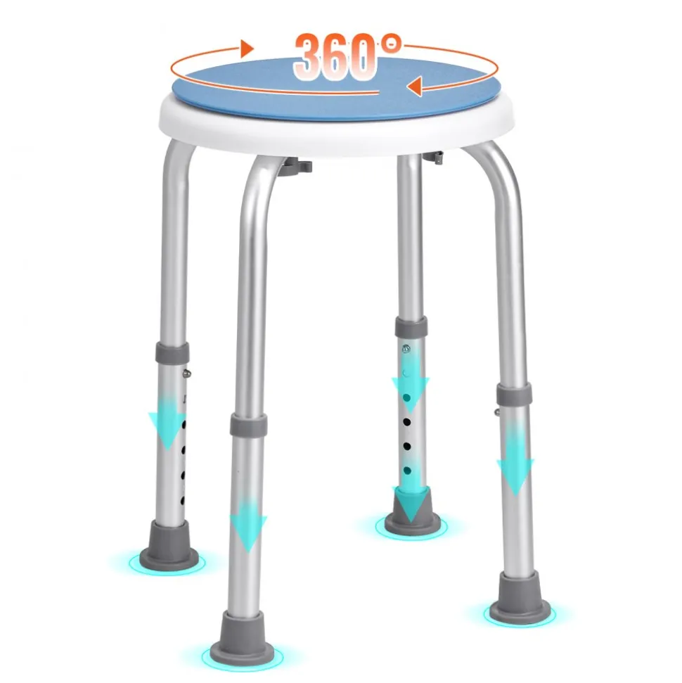 VEVOR Shower Chair for Inside Shower, 360 Degree Swivel Shower Seat, Adjustable Height Shower Stool, Non-Slip Bench Bathtub Seat Stool for Elderly Disabled Adults Handicap, 300 lbs Capacity