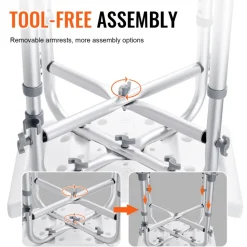 VEVOR Shower Chair for Inside Shower, Adjustable Height Shower Stool with Crossbar Support, Shower Seat for Shower Tub, Non-Slip Bench Bathtub Stool Seat for Elderly Disabled Adults Handicap, 500 lbs