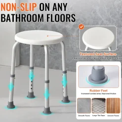 VEVOR Shower Chair for Inside Shower, Adjustable Height Shower Stool, Non-Slip Bench Bathtub Seat Stool for Elderly Disabled Adults Handicap, 300 lbs Capacity