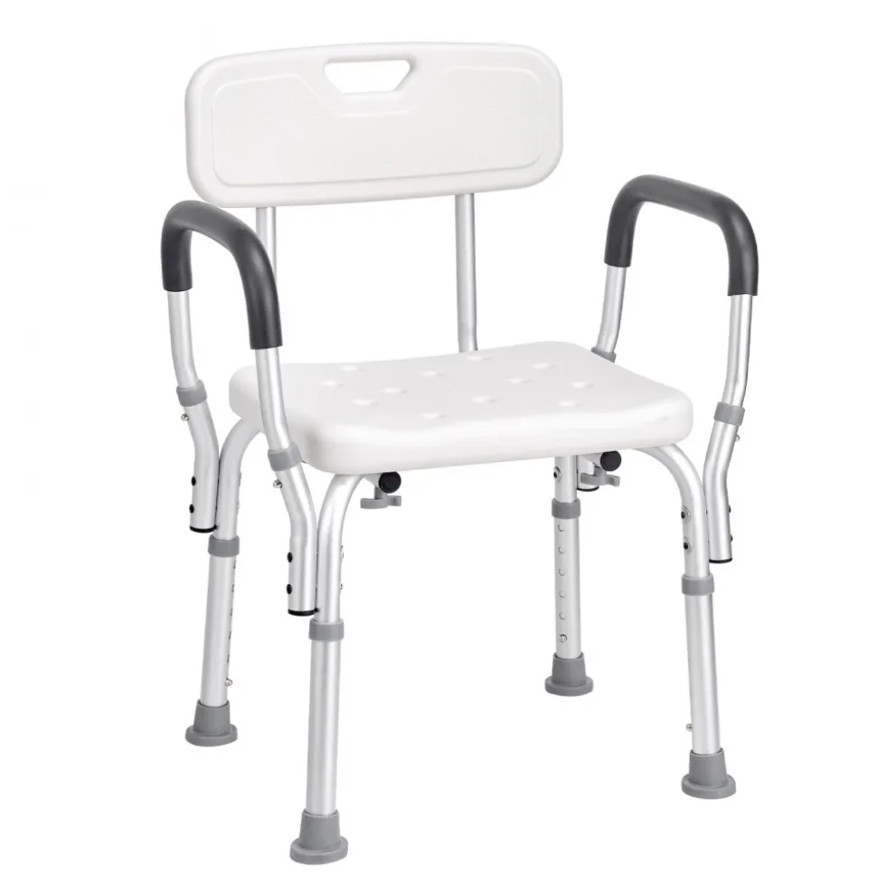 VEVOR Shower Chair, Shower Seat with Back, Adjustable Height Shower Stool, Shower Chair for Inside Shower Bathtub, Non-slip Bathroom Bench Bath Chair for Elderly Disabled Handicap, 350 LBS Capacity
