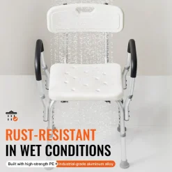 VEVOR Shower Chair, Shower Seat with Back, Adjustable Height Shower Stool, Shower Chair for Inside Shower Bathtub, Non-slip Bathroom Bench Bath Chair for Elderly Disabled Handicap, 350 LBS Capacity