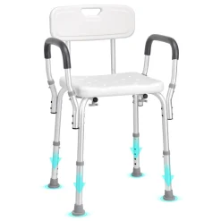 VEVOR Shower Chair, Shower Seat with Back, Adjustable Height Shower Stool, Shower Chair for Inside Shower Bathtub, Non-slip Bathroom Bench Bath Chair for Elderly Disabled Handicap, 350 LBS Capacity