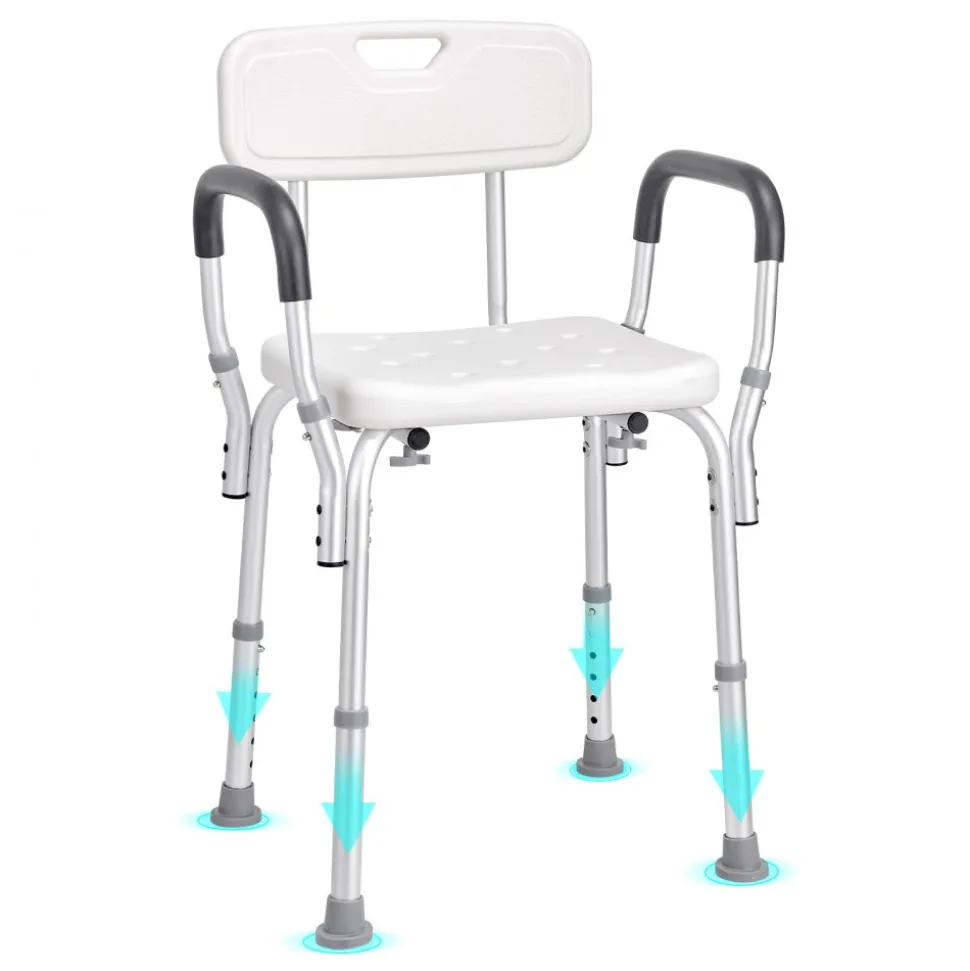 VEVOR Shower Chair, Shower Seat with Back, Adjustable Height Shower Stool, Shower Chair for Inside Shower Bathtub, Non-slip Bathroom Bench Bath Chair for Elderly Disabled Handicap, 350 LBS Capacity