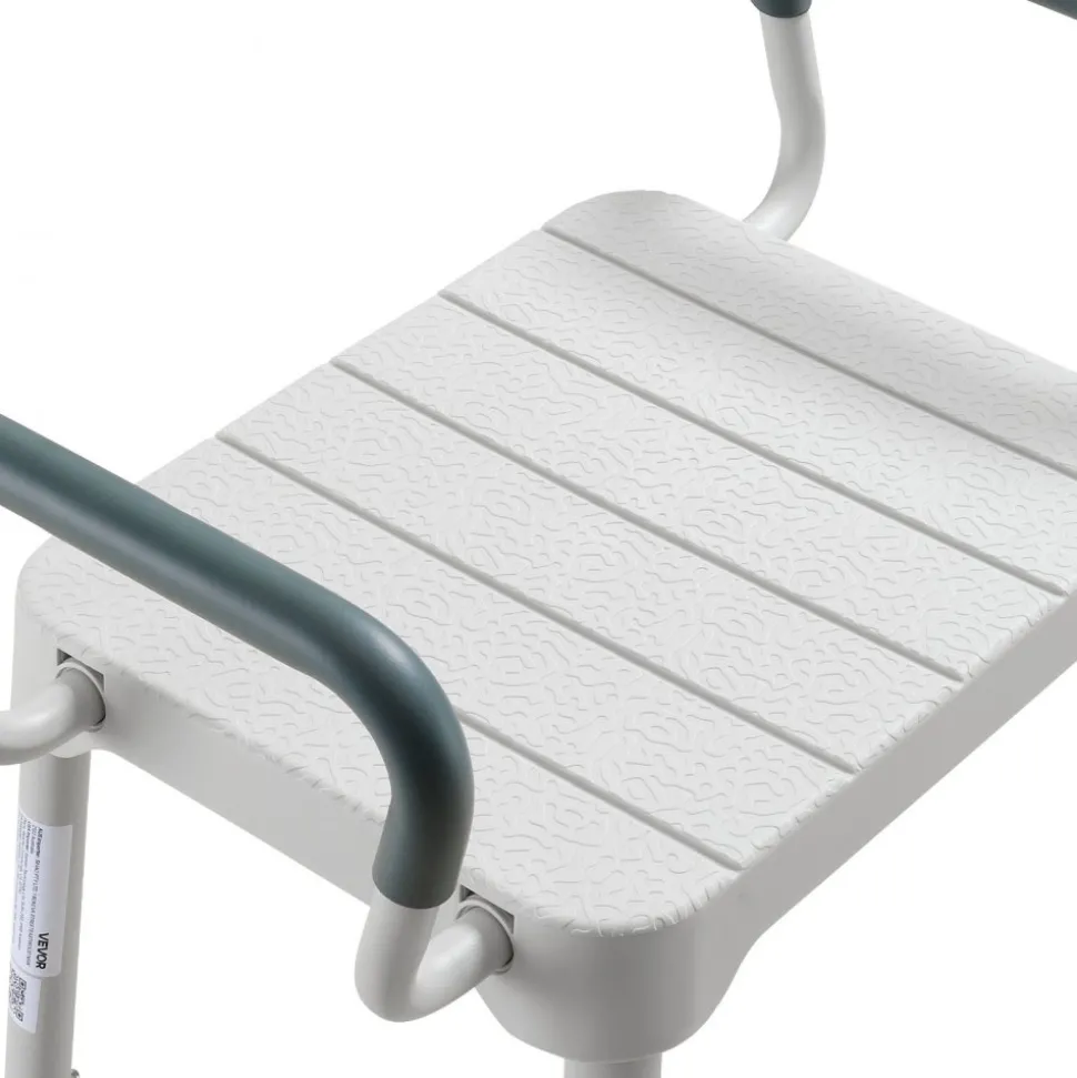 VEVOR Shower Chair with Armrest, 6-Level Height Adjustable Bath Seat for Inside Shower or Tubs, Non-Slip Bathroom Bathtub Chair for Elderly Disabled Injured, 400LBS Capacity
