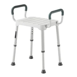 VEVOR Shower Chair with Armrest, 6-Level Height Adjustable Bath Seat for Inside Shower or Tubs, Non-Slip Bathroom Bathtub Chair for Elderly Disabled Injured, 400LBS Capacity
