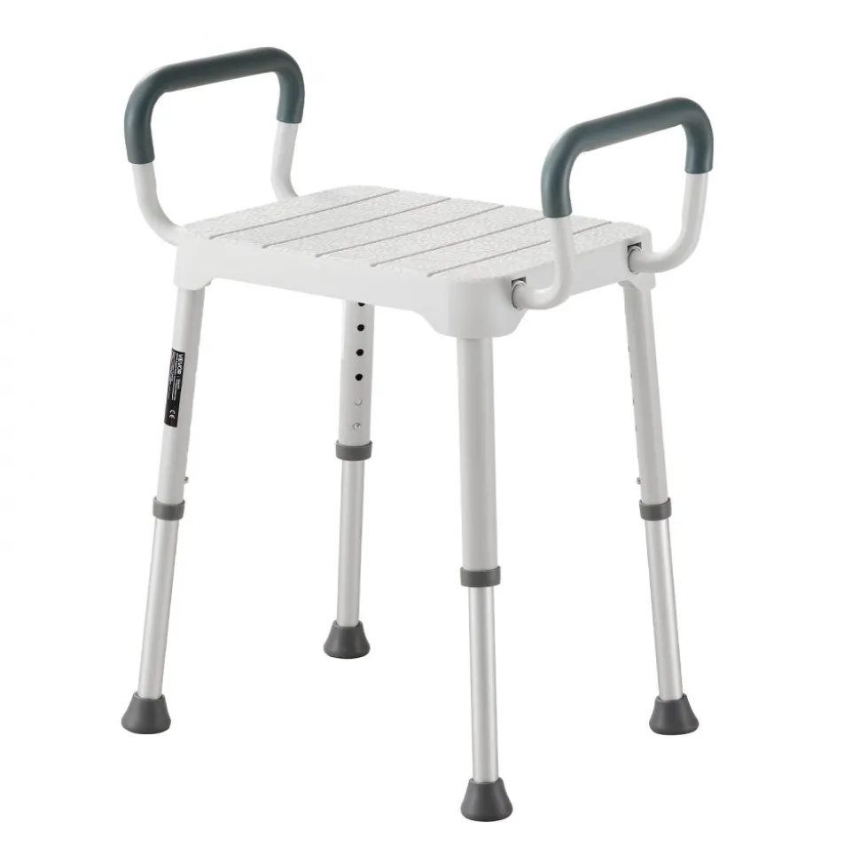 VEVOR Shower Chair with Armrest, 6-Level Height Adjustable Bath Seat for Inside Shower or Tubs, Non-Slip Bathroom Bathtub Chair for Elderly Disabled Injured, 400LBS Capacity