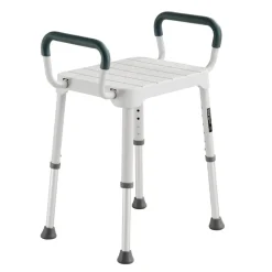 VEVOR Shower Chair with Armrest, 6-Level Height Adjustable Bath Seat for Inside Shower or Tubs, Non-Slip Bathroom Bathtub Chair for Elderly Disabled Injured, 400LBS Capacity