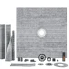 VEVOR Shower Curb Kit, 72"x72" Shower Pan Kit with 2" ABS Central Flange, 4" Stainless Steel Grate, Waterproof Shower Curb & Membrane & Strip, Shower Pan Slope Sticks Fit for Bathroom