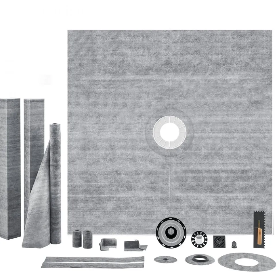 VEVOR Shower Curb Kit, 72"x72" Shower Pan Kit with 2" ABS Central Flange, 4" Stainless Steel Grate, Waterproof Shower Curb & Membrane & Strip, Shower Pan Slope Sticks Fit for Bathroom