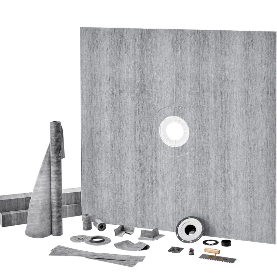 VEVOR Shower Curb Kit, 72"x72" Shower Pan Kit with 2" PVC Central Flange, 4" Stainless Steel Grate, Waterproof Shower Curb & Membrane & Strip, Shower Pan Slope Sticks Fit for Bathroom
