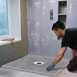VEVOR Shower Curb Kit, 36"x36" Shower Pan Kit with 6.3" Central Drain, Lightweight EPS Shower Installation Kits with 2 Waterproof Cloths, Shower Pan Slope Sticks Fit for Bathroom
