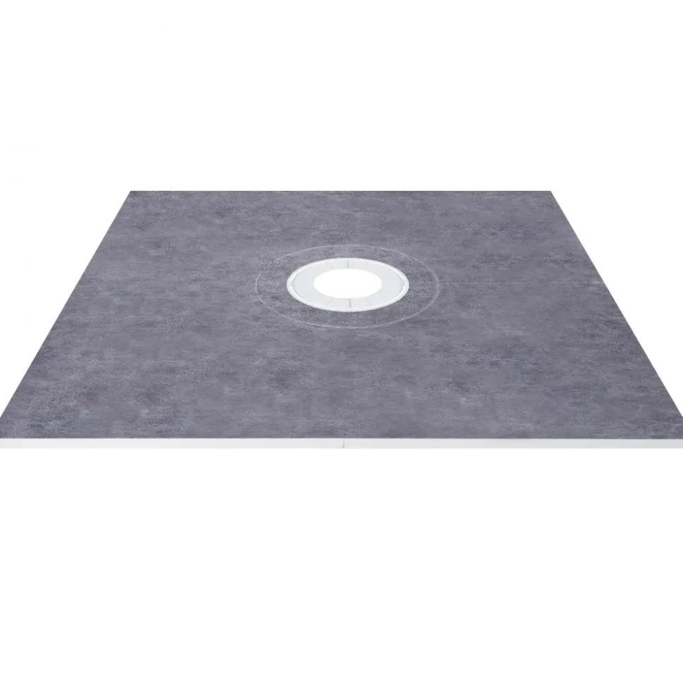 VEVOR Shower Curb Kit, 48"x48" Watertight Shower Curb Overlay with 4" ABS Central Bonding Flange, 4" Stainless Steel Grate, 2 Cuttable Shower Curb and Trowel, Shower Pan Slope Sticks Fit for Bathr