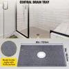 VEVOR Shower Curb Kit, 38"x60" Watertight Shower Curb Overlay with 4" ABS Central Bonding Flange, 4" Stainless Steel Grate, 2 Cuttable Shower Curb and Trowel, Shower Pan Slope Sticks Fit for Bathr