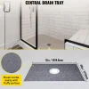 VEVOR Shower Curb Kit, 38"x60" Watertight Shower Curb Overlay with 4" PVC Central Bonding Flange, 4" Stainless Steel Grate, 2 Cuttable Shower Curb and Trowel, Shower Pan Slope Sticks Fit for Bathr