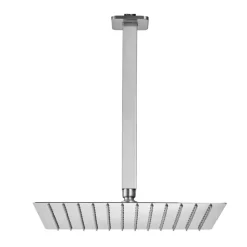 VEVOR Shower Faucet Set, Rainfall Bathroom Shower System with 12-Inch Square Rain Shower Head and Handheld Spray, Ceiling Mount Bath Fixtures with Brass Valve and Trim Kit, Matte Black
