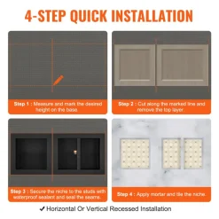 VEVOR Shower Niche Ready for Tile 16" x 16" & 16" x 20", Triple Shelf Organizer, Square Corners Wall-inserted Niche Recessed, Sealed Protection Modern Soap Storage Niche for Shower Bathroom, Black