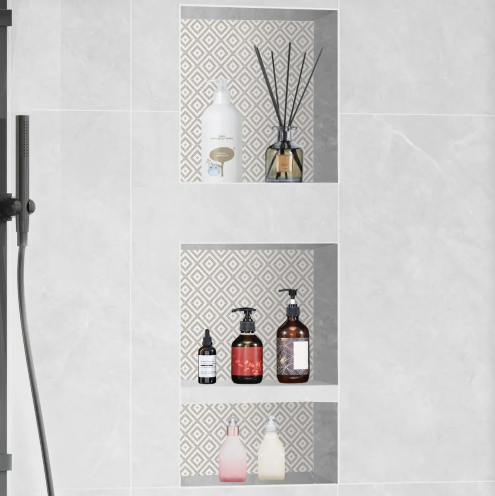 VEVOR Shower Niche Ready for Tile 16" x 16" & 16" x 20", Triple Shelf Organizer, Square Corners Wall-inserted Niche Recessed, Sealed Protection Modern Soap Storage Niche for Shower Bathroom, Black