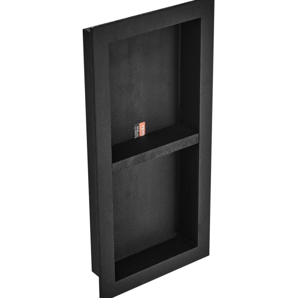VEVOR Shower Niche Ready for Tile 16" x 16", Single Shelf Organizer, Square Corners Wall-inserted Niche Recessed, Sealed Protection Modern Soap Storage Niche for Shower Bathroom, Black