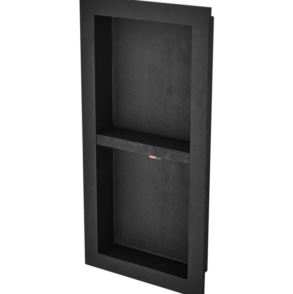 VEVOR Shower Niche Ready for Tile 16" x 16", Single Shelf Organizer, Square Corners Wall-inserted Niche Recessed, Sealed Protection Modern Soap Storage Niche for Shower Bathroom, Black
