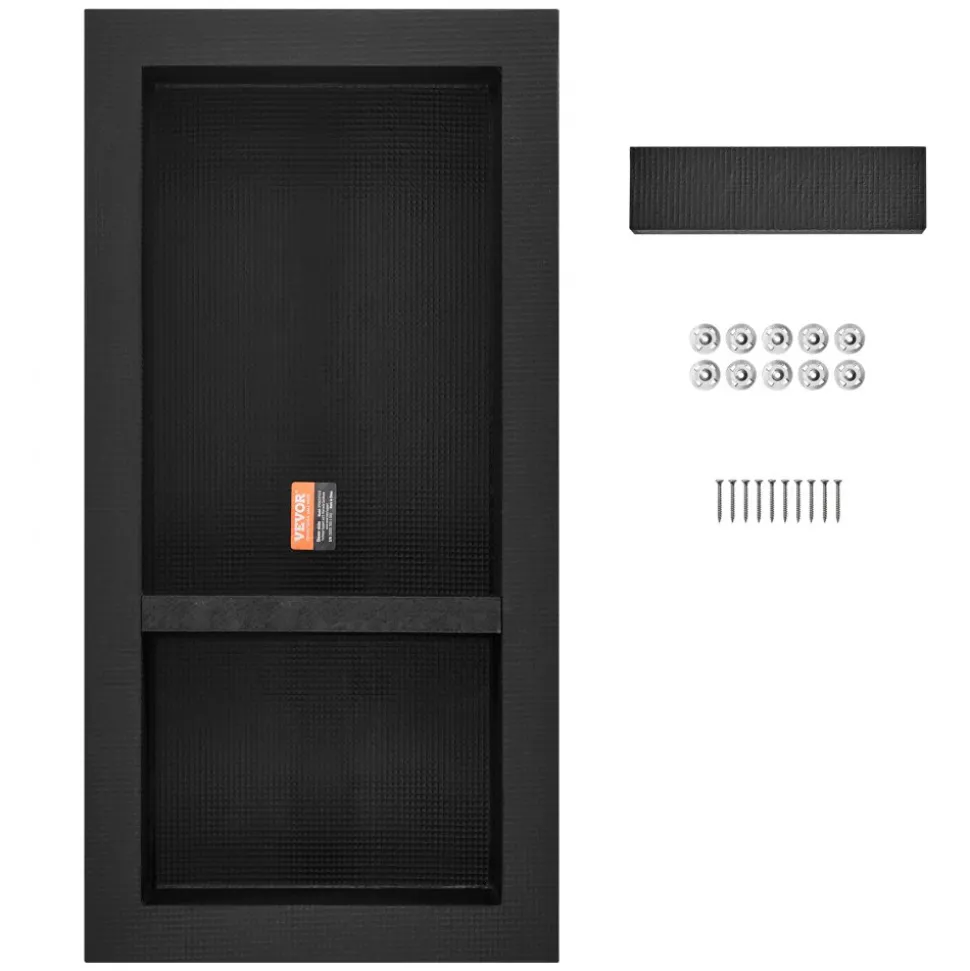 VEVOR Shower Niche Ready for Tile 16" x 16", Single Shelf Organizer, Square Corners Wall-inserted Niche Recessed, Sealed Protection Modern Soap Storage Niche for Shower Bathroom, Black