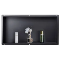 VEVOR Shower Niche, 13 x 25 x 4 inch Frameless Recessed Wall Niche, Heavy-duty Stainless Steel Modern Shampoo Storage Organizer, Sealed Waterproof, Durable & Easy to Install, Black for Bathroom