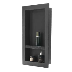 VEVOR Shower Niche, 16 x 28 x 4 inch Recessed Wall Niche with Movable Divider Shelf, Modern Soap & Shampoo Storage Organizer, Square Corners, Sealed Waterproof Design, Black for Bathroom Shower