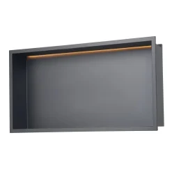 VEVOR Shower Niche, 13 x 25 x 4 inch Recessed Wall Niche With LED Strip,Heavy-duty Stainless Steel Modern Shampoo Storage Organizer,Sealed Waterproof, Durable & Easy to Install,Black for Bathroom