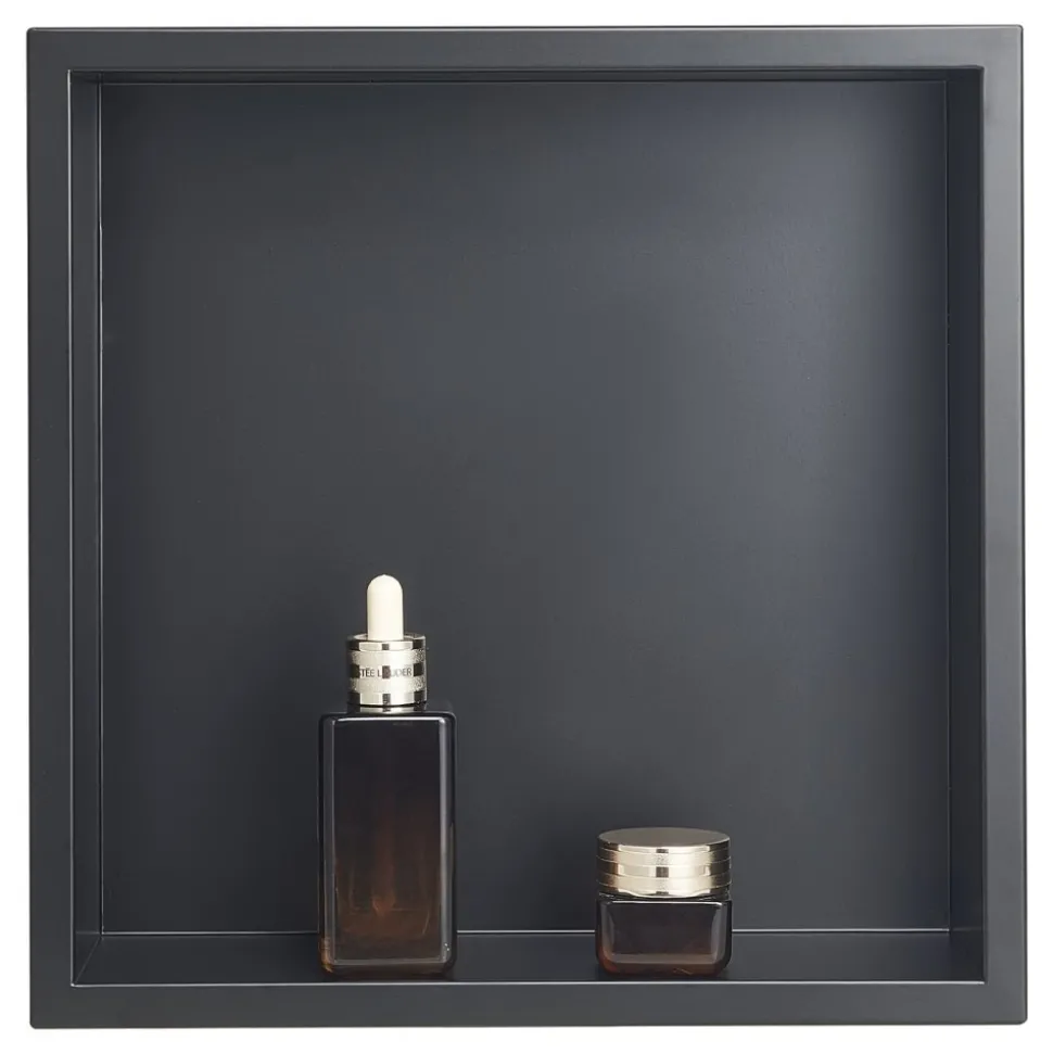 VEVOR Shower Niche, 13 x 13 x 4 inch Recessed Wall Niche, Heavy-duty Stainless Steel Modern Soap & Shampoo Storage Organizer, Sealed Waterproof, Durable & Easy to Install,Black for Bathroom